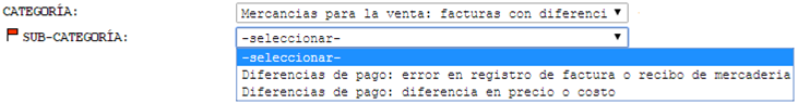 categoria de facturas con diferencias de pago