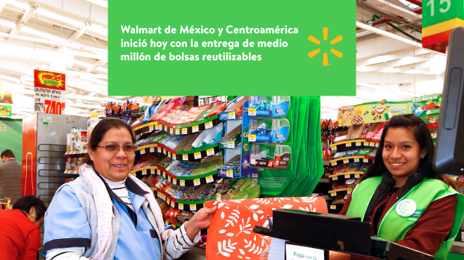 Walmart de México y Centroamérica inició hoy con la entrega de un millón de bolsas reutilizables